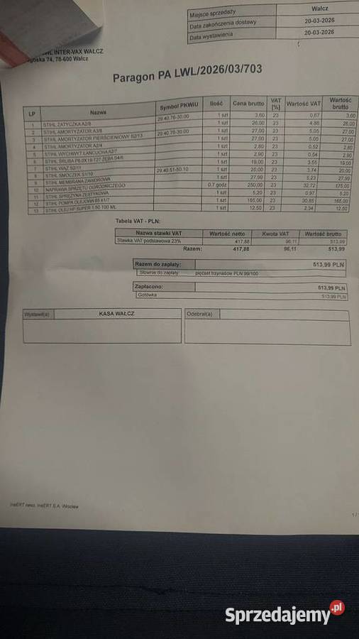 Piła łańcuchowa Stihl 026 zachodniopomorskie Wałcz