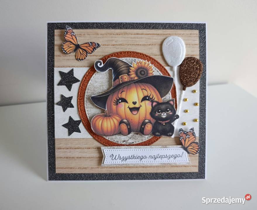 Kartka na urodziny imieniny jesienna Halloween Łódź