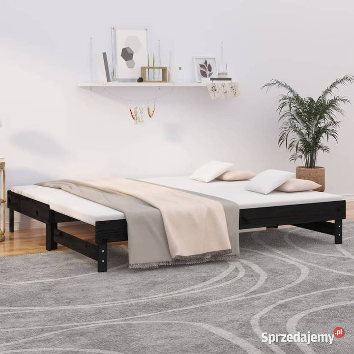 Łóżko rozsuwane czarne 2x80x200 lite drewno 84cm Warszawa sprzedam