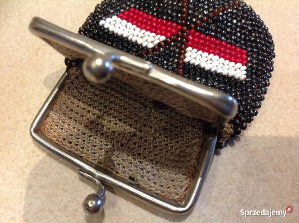 Stary Portfelik Bilonówka z Koralików Polska Nowa Sól