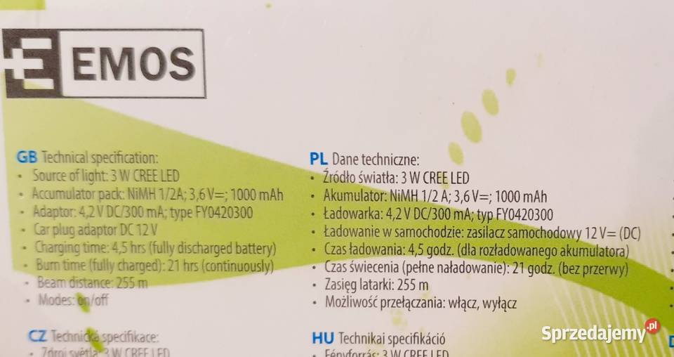 Latarka ładowalna 3W cree led Emos nowa Częstochowa