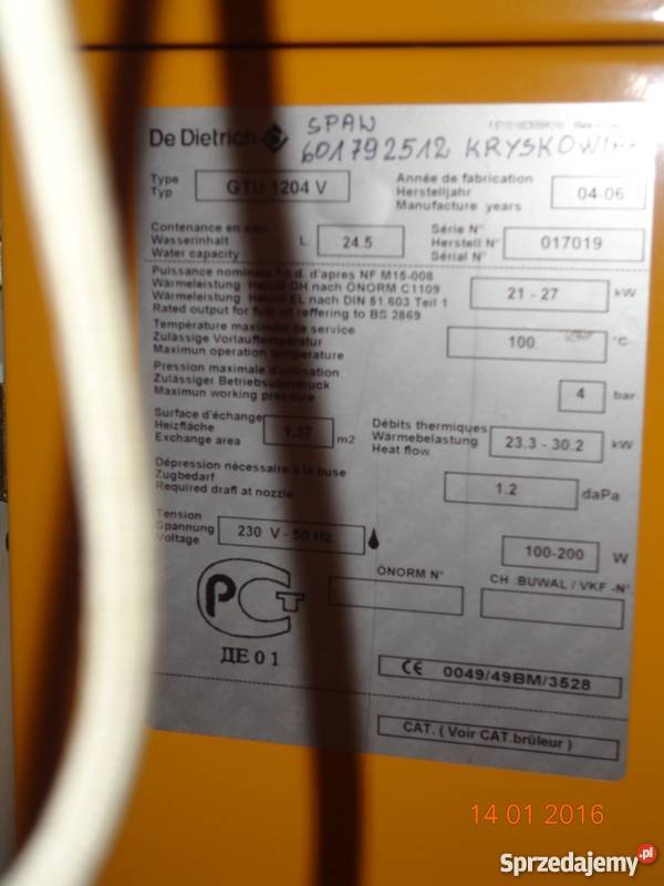 De Dietrich piec olejowy GTU 1204 V, 27 kW Gniezno - Sprzedajemy.pl