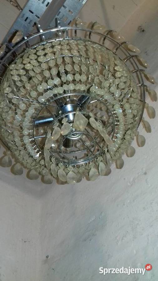 Żyrandol kryształowy długi lata 60 PRL stary przezroczysty Oświetlenie sprzedam