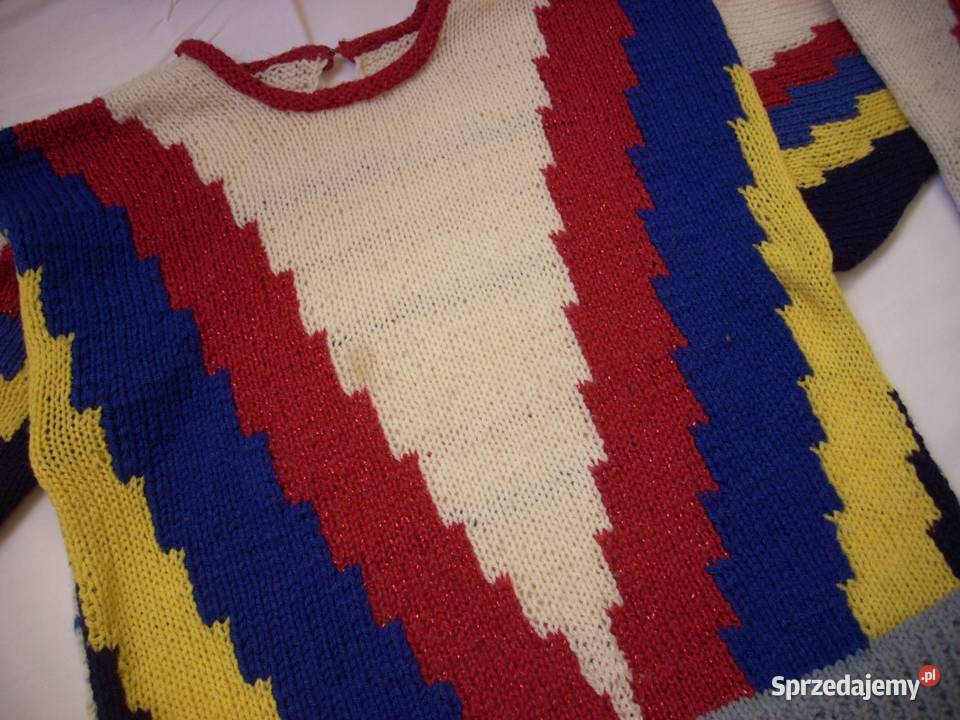 Wzorzysty Sweter dziergany na drutach M 38 Nowy Sącz