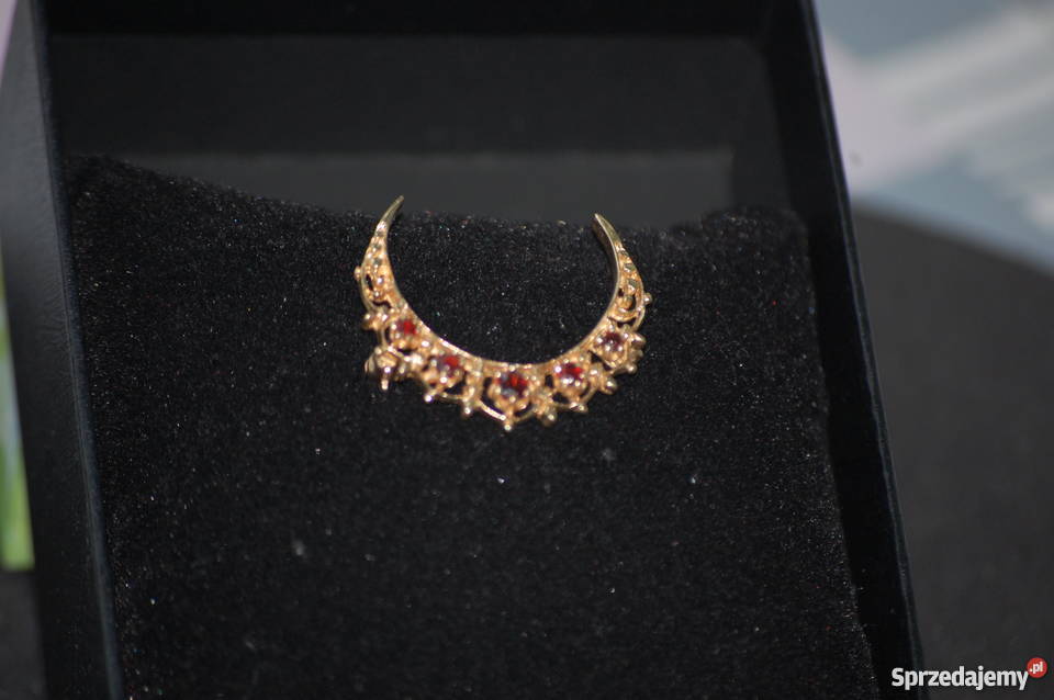 CUDNY KOMPLET BROSZKA PIERŚCIONEK KOLCZYKI ZŁOTO