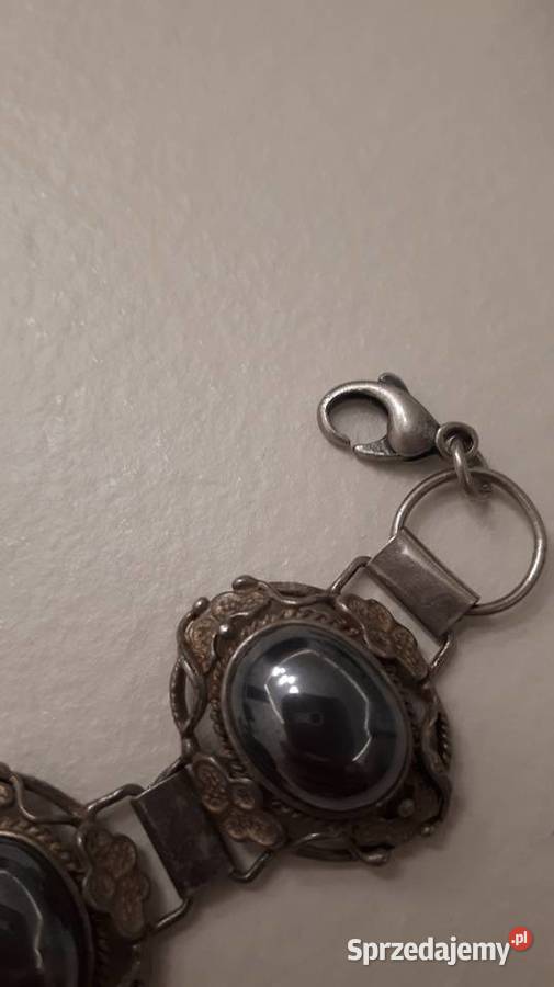 Bransoleta srebrna z hematytem