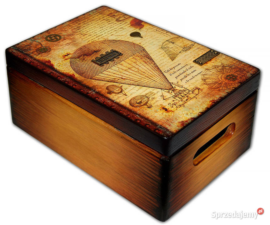 KUFER skrzynka drewniana LEONARDO da VINCI Dekoracje i ozdoby kujawsko-pomorskie Bydgoszcz sprzedam