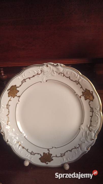 Talerzyk deserowy zloty liść KPMGermany Porcelana i szkło Gdańsk sprzedam