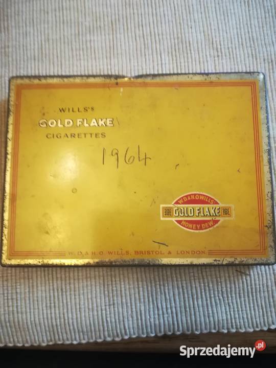 Stare metalowe pudełko po papierosach Gold Flake