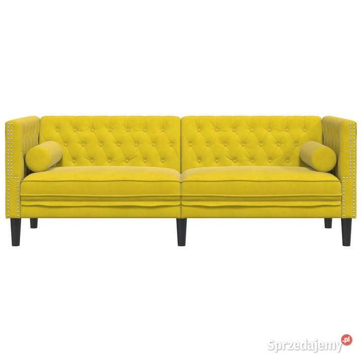 Sofa Chesterfield z wałkami trzyosobowa żółta Warszawa