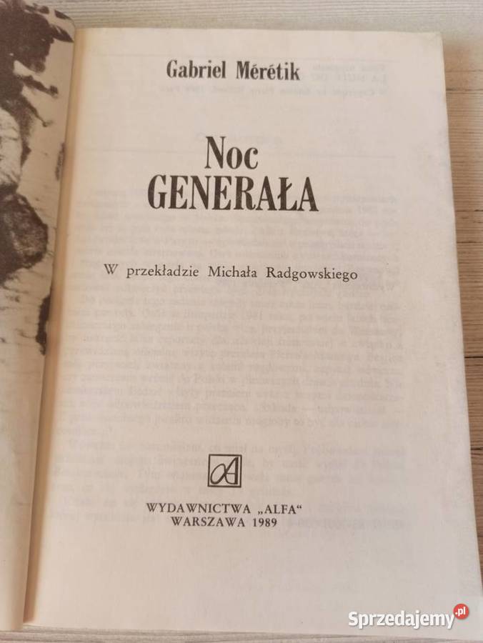 Noc Generała Gabriel Mrtic Michal Radgowski ALFA Antykwariat Bielsko-Biała
