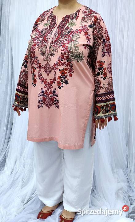 Lużna tunika XXL 44 3XL 46 różowa bawełna kameez zachodniopomorskie Szczecin