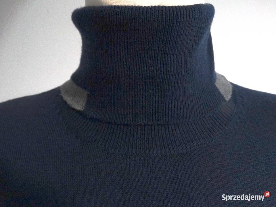 Sweter Męski Golf Wełniany Wełna Merino Łomża