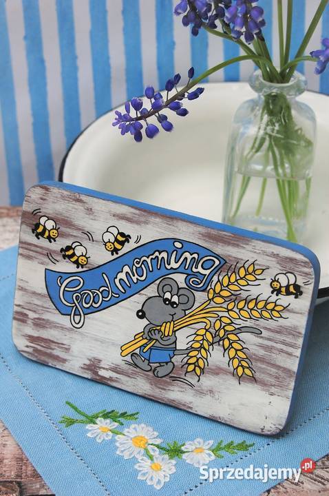 Good Morning ręcznie malowana zawieszka drewno Lublin