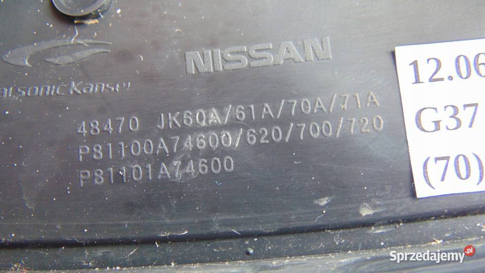 OSŁONA KIEROWNICY GÓRNA INFINITI G37 48470JK60A osobowe