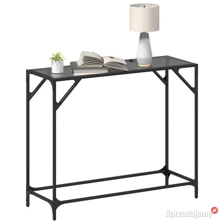 Stolik kawowy z czarnym szklanym blatem 98x35x81 Warszawa