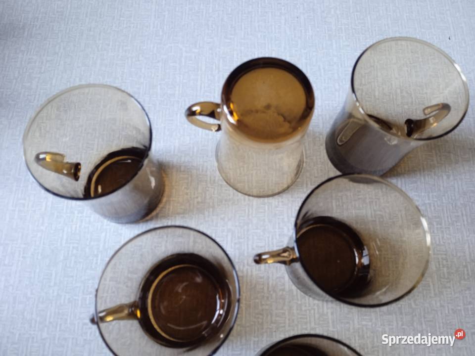 Komplet 6 szklanek grafitowych PRL