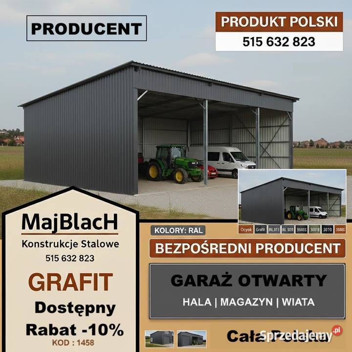 A20Garaż Blaszany Dwuspadowy Grafit Hala Wiata lubelskie Parczew