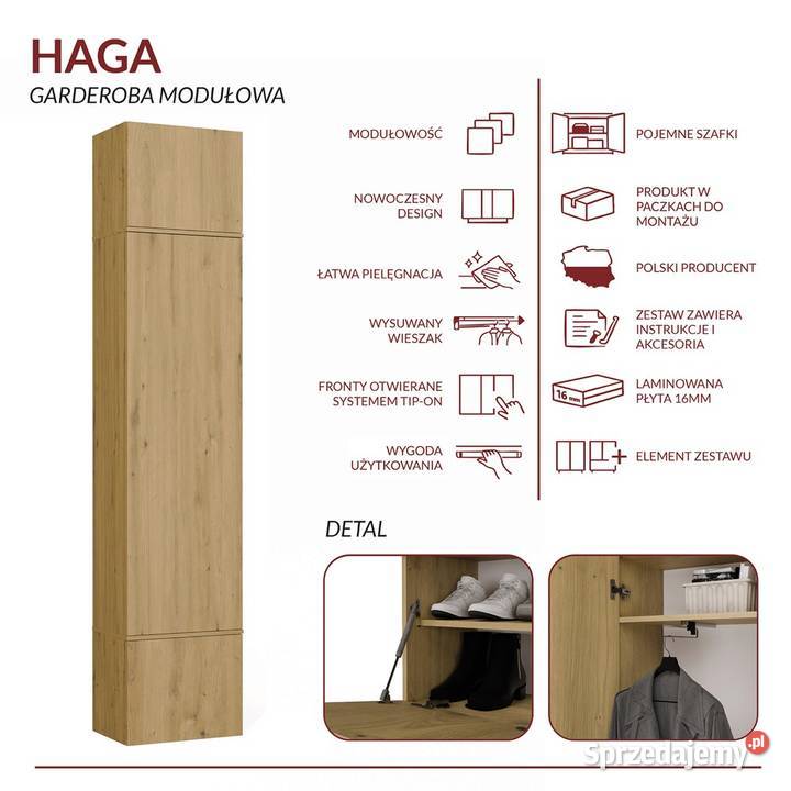 Szafa HAGA 1SZ Dąb Artisan