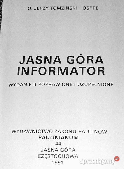 Jasna Góra Informator O Jerzy Tomziński OSPPE Chełm sprzedam