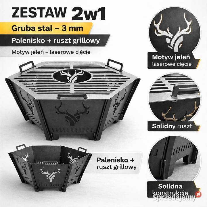 Palenisko Ogrodowe PREMIUM 2w1 Grill Stal 3 mm