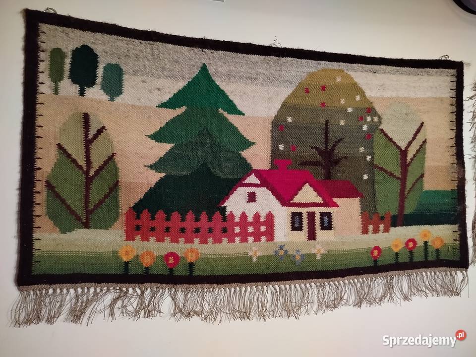 Wełniany kilim vintage Chata babuni KORONKA Bytom