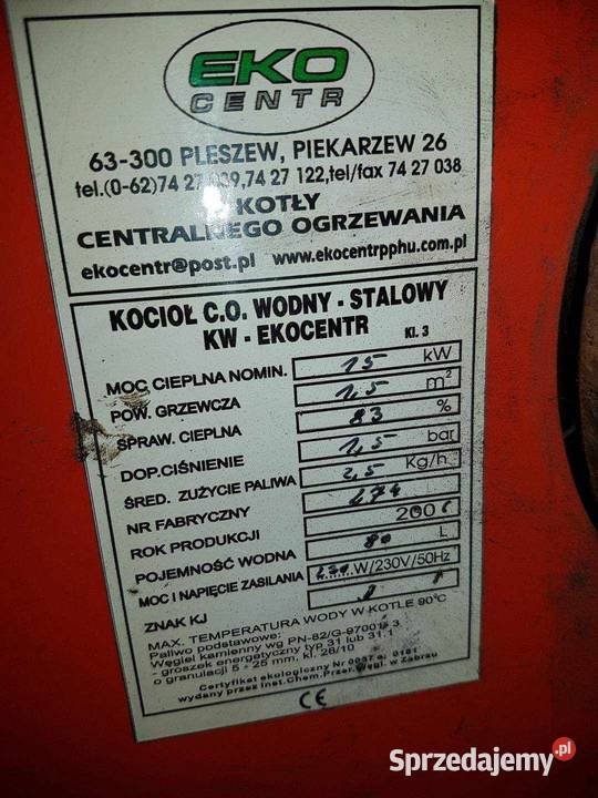 Kocioł piec na ekogroszek i pellet 15kw Pleszew
