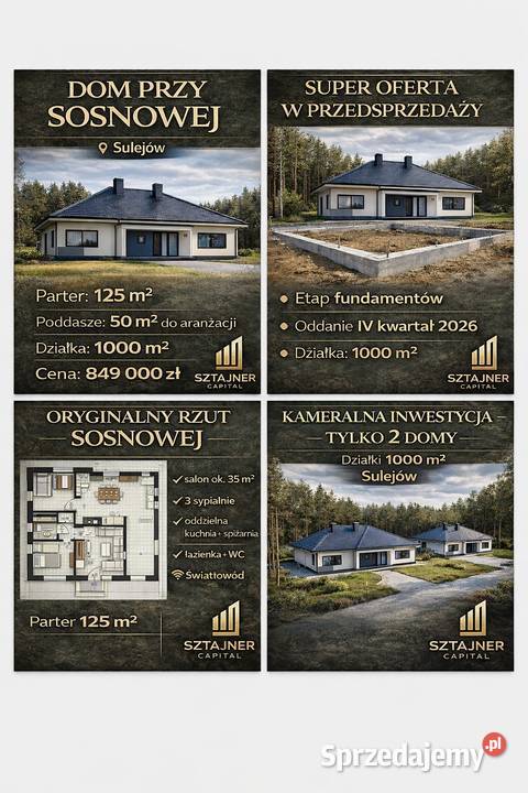 Nowy dom parterowy 175m2 działka 1000m2 Sulejów Sprzedaż