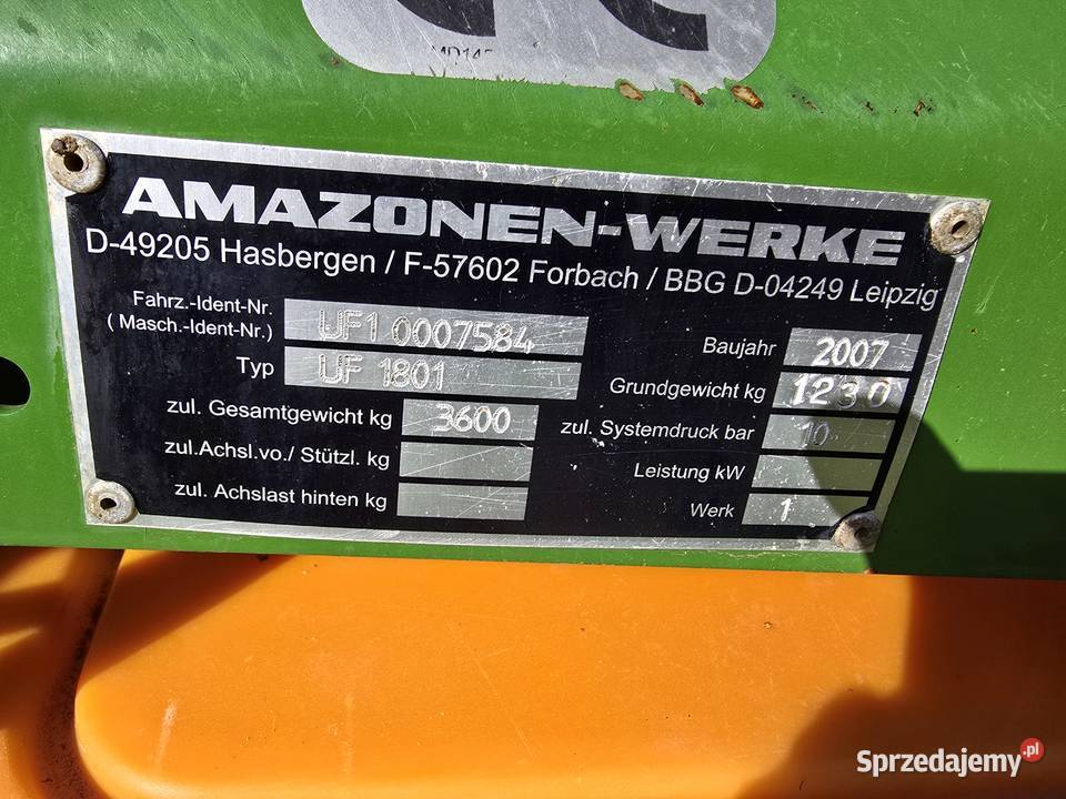 Opryskiwacz amazone uf 1801 ug hardi ux rau 21m Amazone Brzeziny