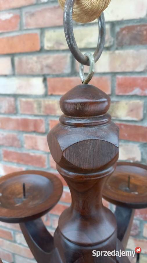 Żyrandol drewniany świecznik na świeczki Lampa Gawroniec sprzedam