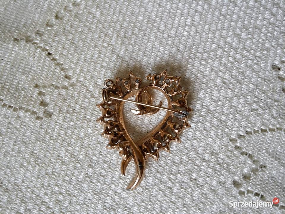 Stara broszka serduszko zawijane Ochojno