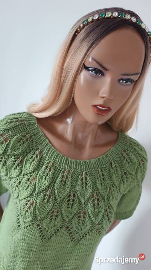 Sweterek ręcznie robiony na drutach krótki wielkopolskie Ostrów Wielkopolski sprzedam