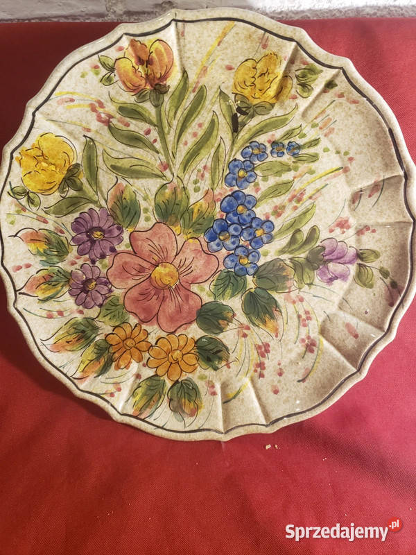 Włoska Ręcznie malowana Patera Vintage Rękodzieło Borówki