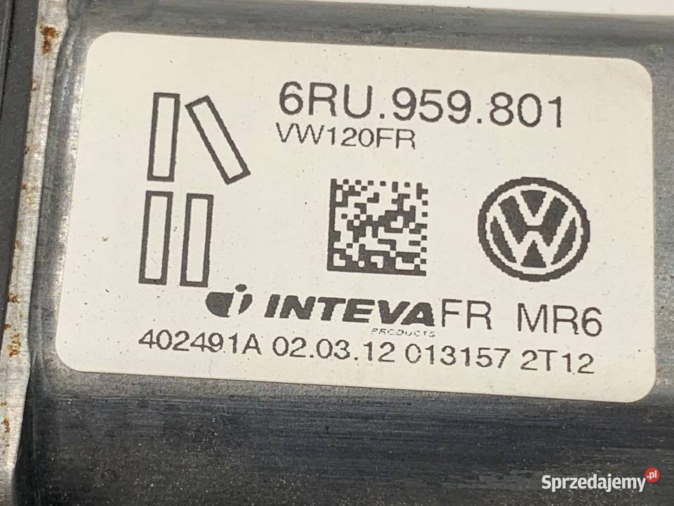 PODNOŚNIK SZYBY PRAWY PRZÓD VW UP 6RU959801 Mechanizmy opuszczania szyb Motoryzacja