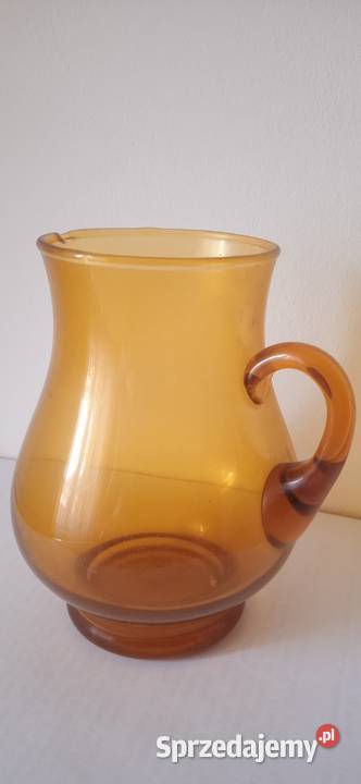 Szklany kolorowy mały dzbanuszek z okresu PRL Świdnica