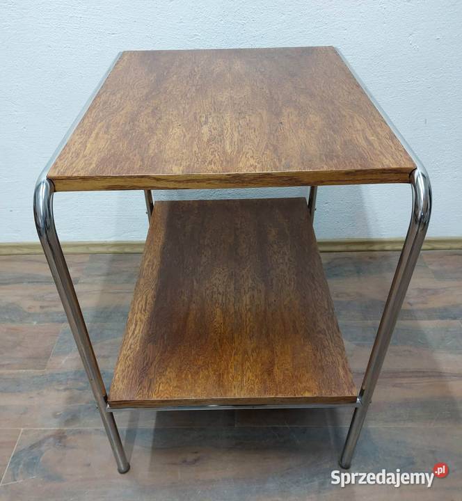 Stolik Dąb Chrom renowacji Art Deco Bauhaus 1 Meble Radom