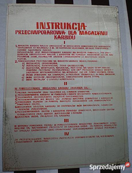 Tablica Instrukcja przeciwpożarowa magazynu z