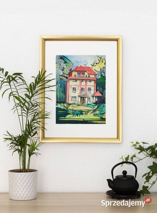 Architektura obraz gwasz Saba ekspresjonizm 29 x