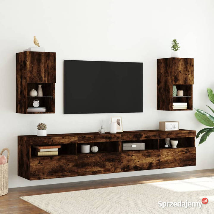 Szafka TV z LED przydymiony dąb 305x30x60 mazowieckie Warszawa