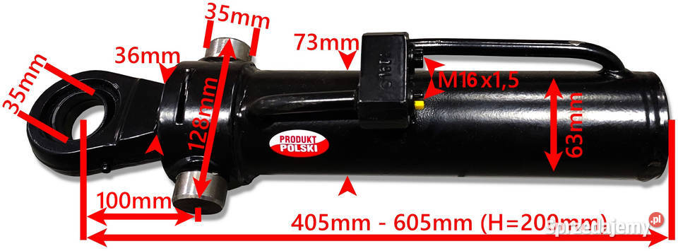 MOCNY Siłownik Hydrauliczny 63x36 SKOK 200 mm kujawsko-pomorskie