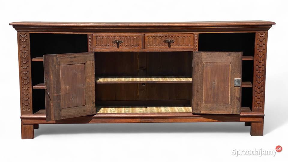 Rustykalna konsola szafka komoda dębowa lite