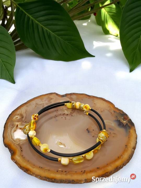 Bransoletka BURSZTYN mleko kreda cytryna drut sprzedam