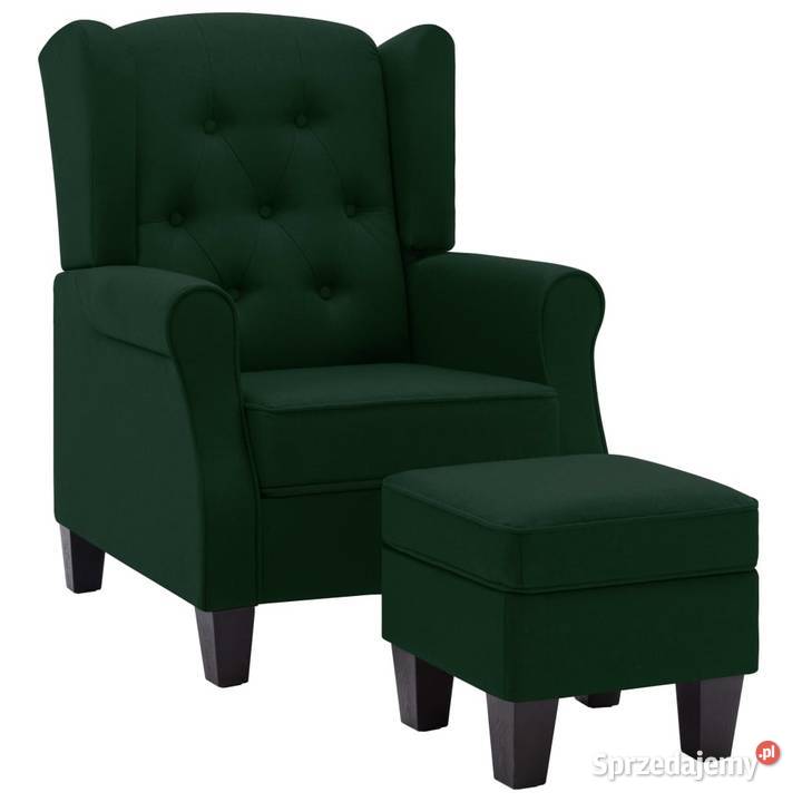 vidaXL Fotel z podnóżkiem ciemnozielonySKU320157