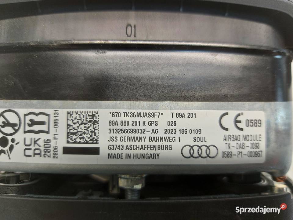 Audi Q4 ETRON 89A 89E AIRBAG PODUSZKA KIEROWCY osobowe