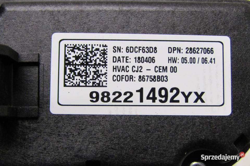 PANEL KLIMATYZACJI OPEL CROSSLAND X 98221492