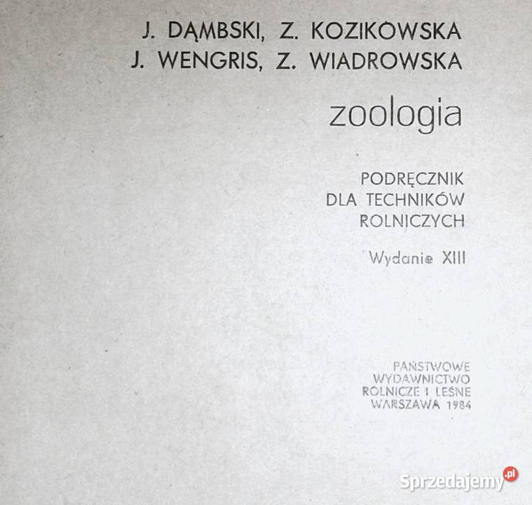 Zoologia J Dąbski Z Kozikowska J Wengris