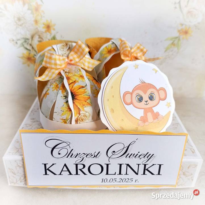 Kartka w pudełku na Roczek i Chrzest Komplet na Połomia