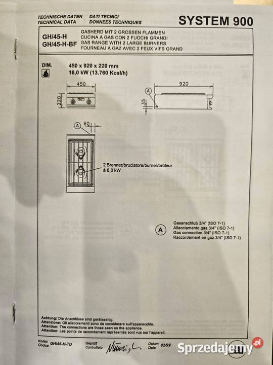 Kuchnia Gazowa Nastawna 2palnikowa NOWA 90x40 wielkopolskie Krotoszyn