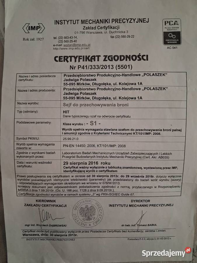 Szafa na broń długą 5 jednostek certyfikat S1 Kamionka Dolna