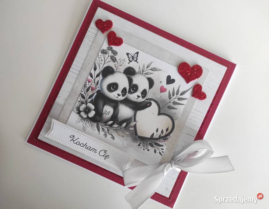 Kartka ręcznie robiona na walentynki Kocham Cię Łódź sprzedam